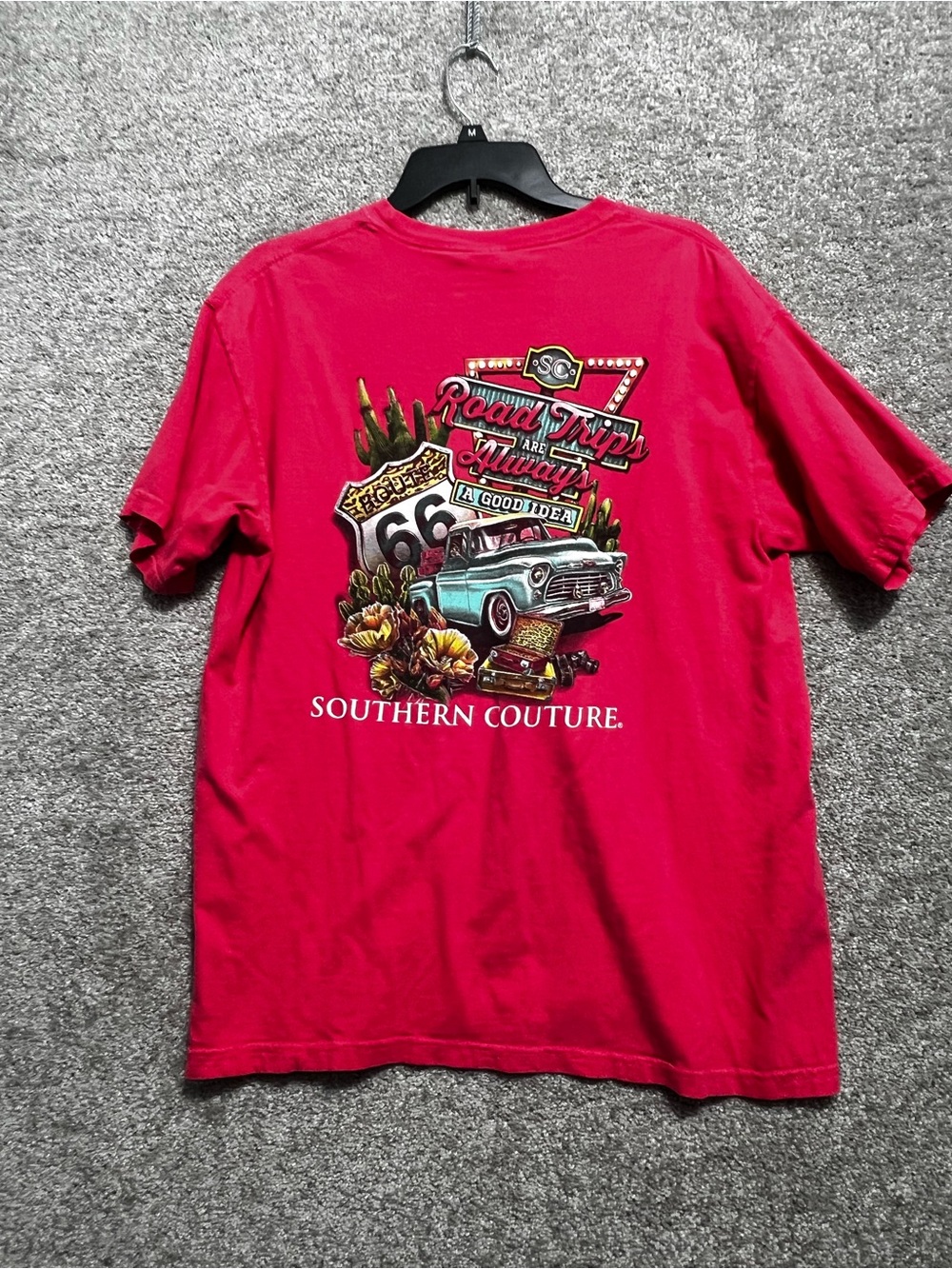 Southern Couture Woman’s Short Sleeve Tee Shirt Road Trips Size Large